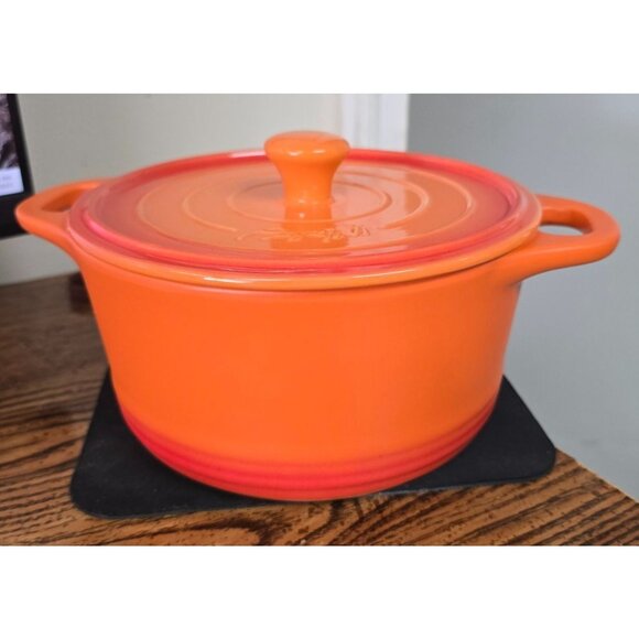 Parini Orange Gradient Cast Iron Dutch Oven W/ Lid 2.5 Qt Round Casserole Dish - Picture 1 of 11